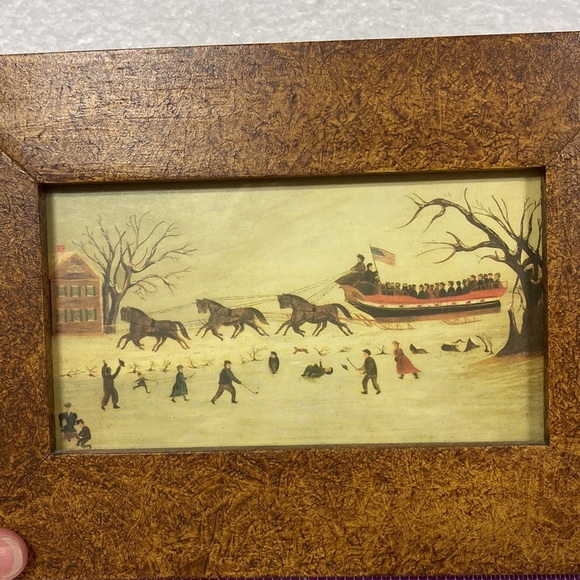 Early American framed print suffragettes sleigh ride on constitution 7x10 - Picture 2 of 7